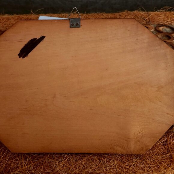 1 pc Vintage 3-D Wood Carving Quebec Folk Art cabin, river trees mountains geese - Picture 3 of 5